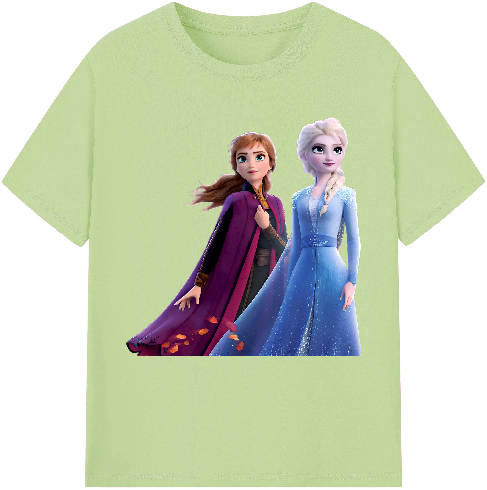 （画像用） アナと雪の女王 アンナ エルサ Frozen Anna Elsa 綿100％半袖Tシャツ（フロントプリント）